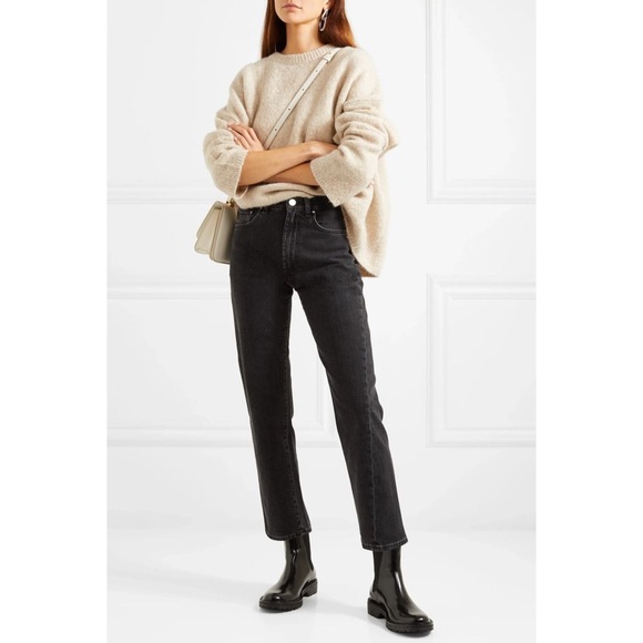 Toteme Denim - Toteme twisted seam original cropped straight leg jeans washed black grey